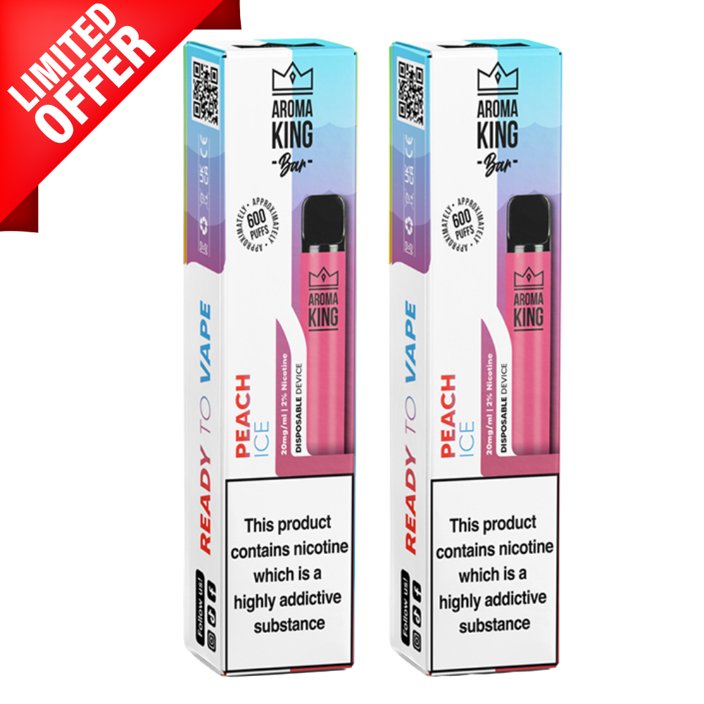 Peach Ice By Aroma King 600 Puffs Disposable - 3 For £12 Offer 