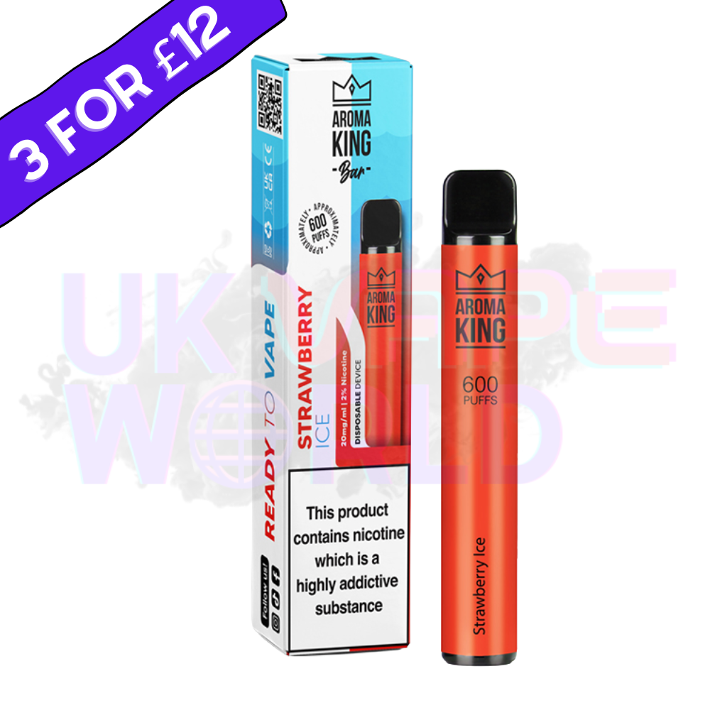 Strawberry Ice By Aroma King 600 Puffs Disposable - UK Vape World 