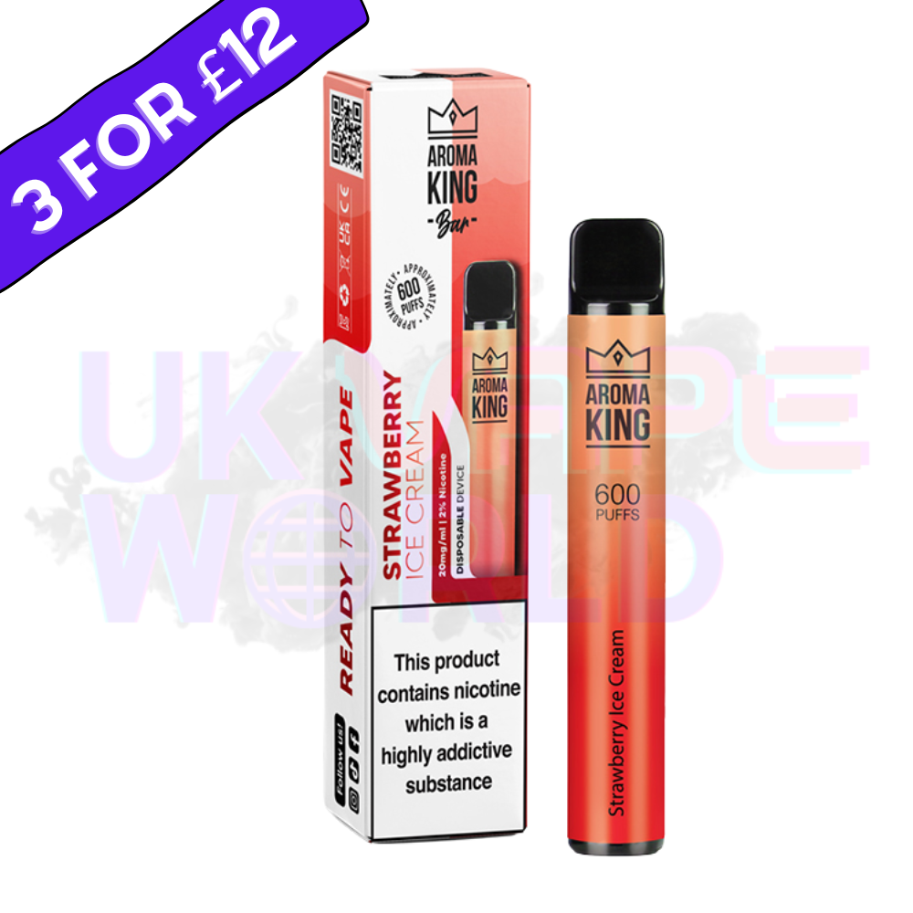Strawberry Ice Cream By Aroma King 600 Puffs Disposable - 3 FOR £12 Offer