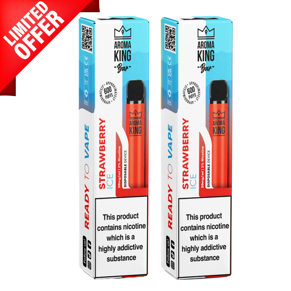 Strawberry Ice By Aroma King 600 Puffs Disposable - 3 FOR £12 Offer