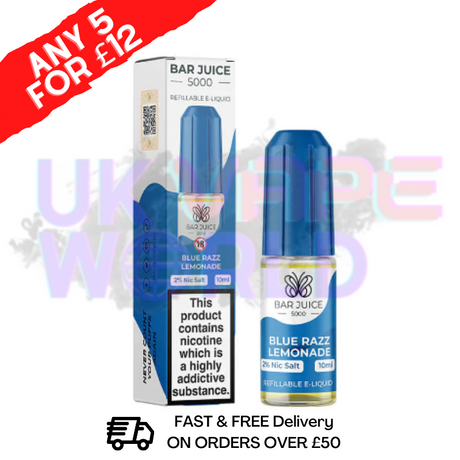 Bar Juice 5000 NicSalt E-Juice Blue Razz Lemonade - Exclusive ANY 5 FOR £12 DEAL AT UK VAPE WORLD