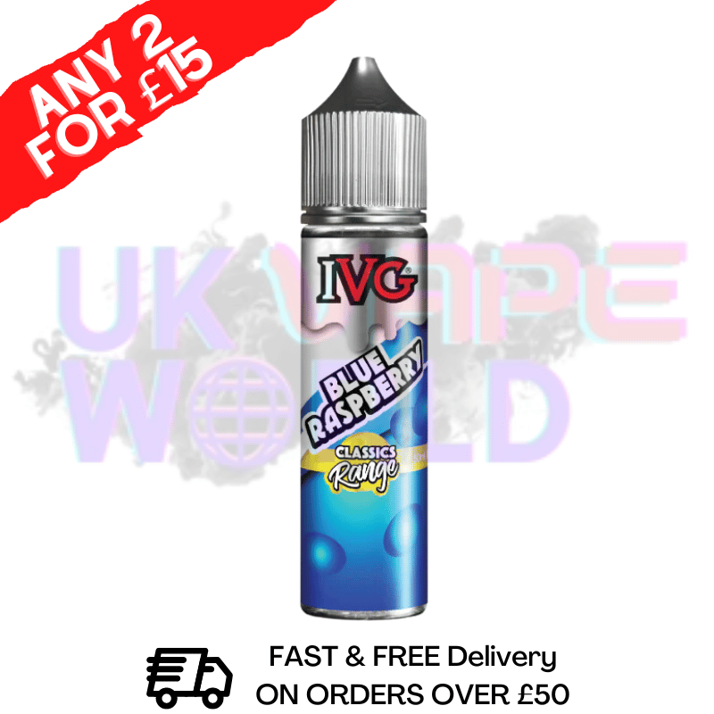 Blue Raspberry IVG Shortfill Juice 50ML Eliquid - ANY 2 FOR £15 ELIQUIDS DEAL AT UK Vape World