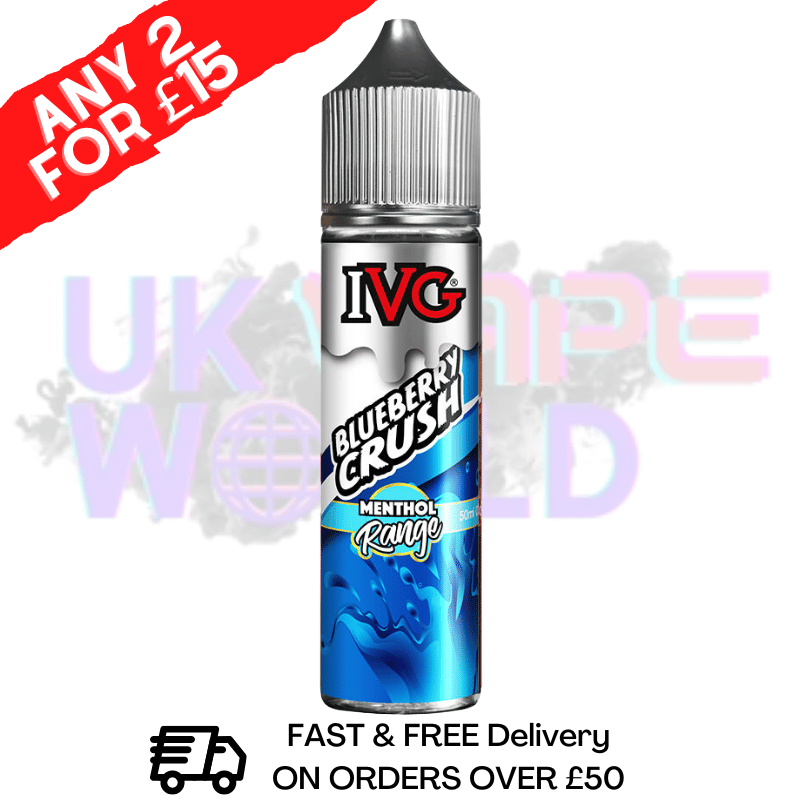 Blueberry Crush IVG Shortfill Juice 50ML Eliquid - MENTHOL RANGE - UK Vape World