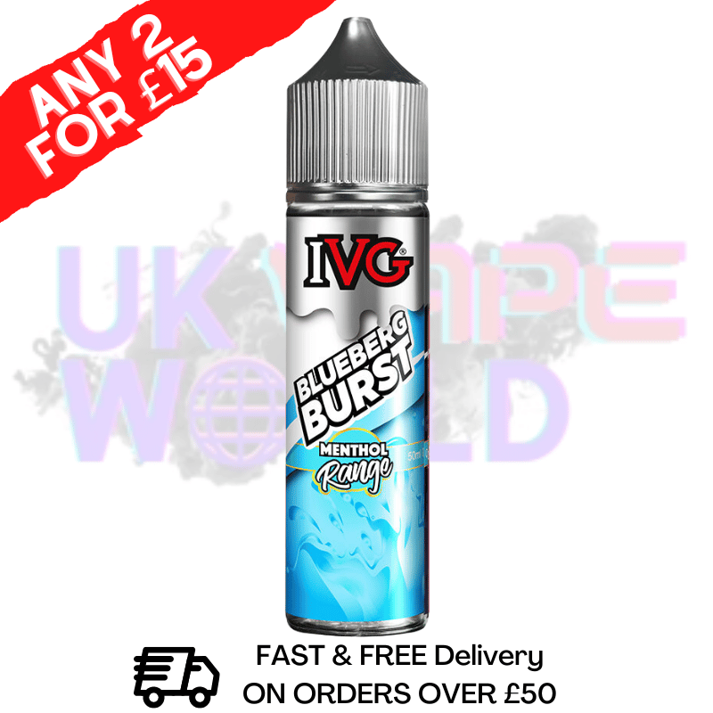 Blueberg Burst IVG Shortfill Juice 50ML Eliquid - MENTHOL RANGE - UK Vape World