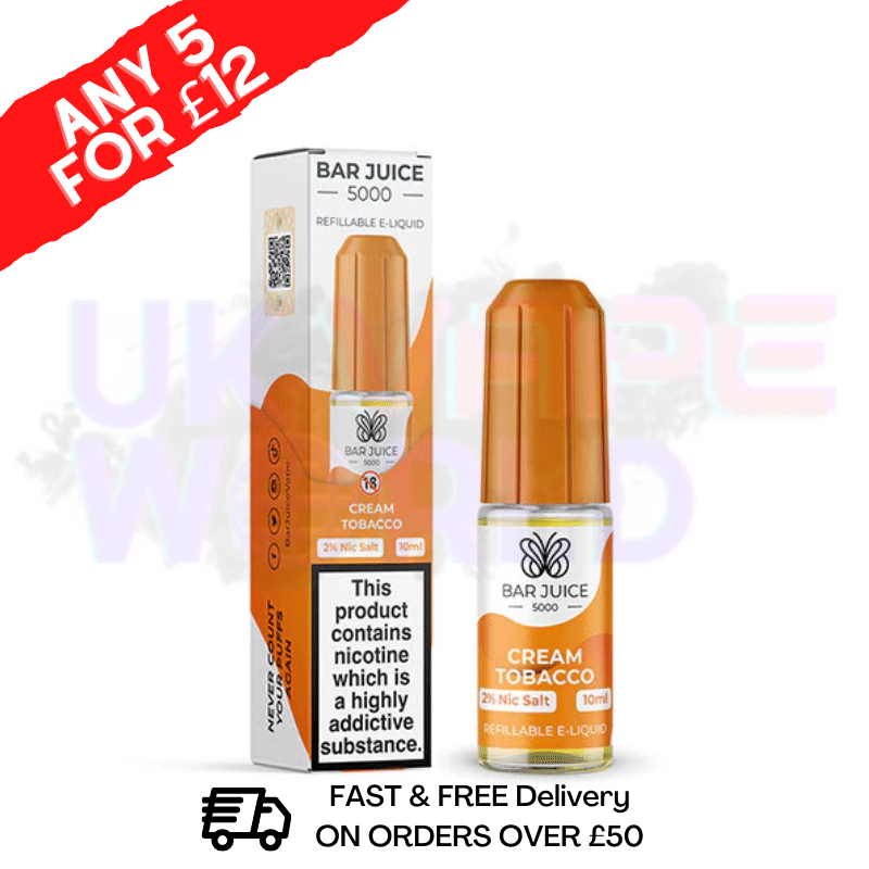 Bar Juice 5000 Nicsalt E-Juice Cream Tobacco Flavour - UK Vape World