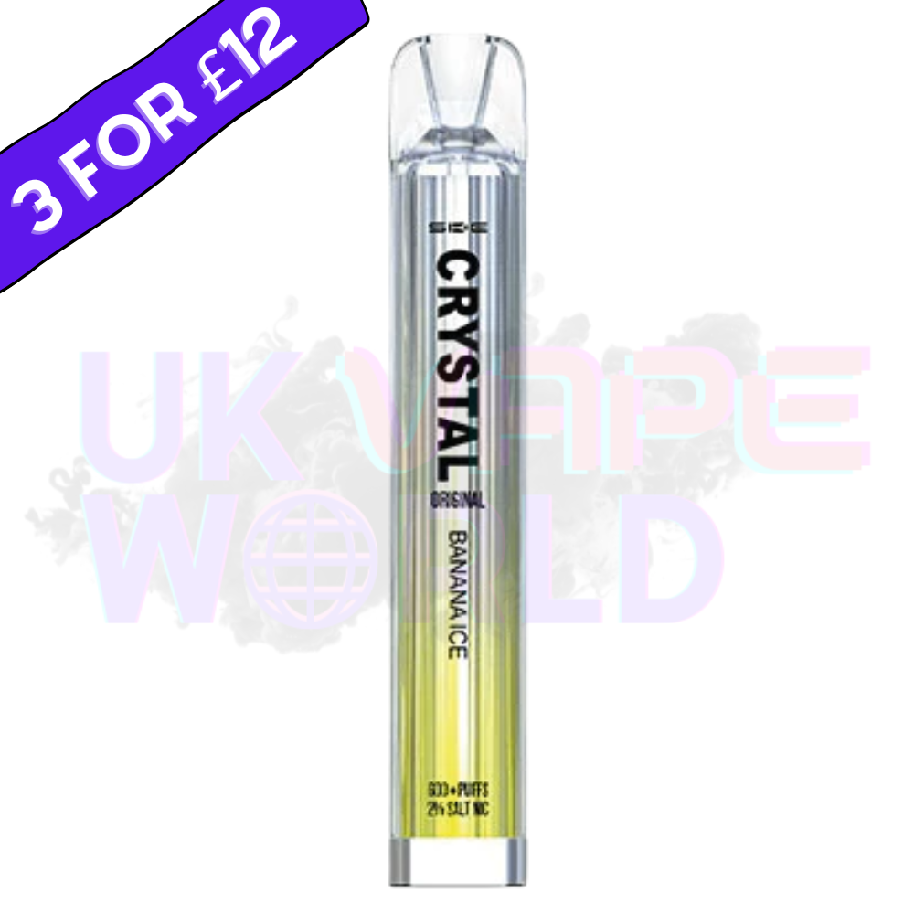 Banana Ice By Crystal Bar 600 Puffs Disposable - UK Vape World 