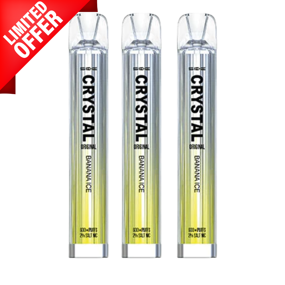 Banana Ice By Crystal Bar 600 Puffs Disposable - 3 FOR £12 Bars