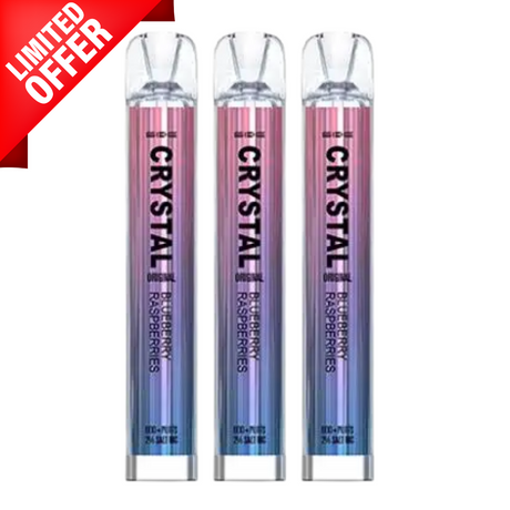 Blue Raspberries By Crystal Bar 600 Puffs Disposable - Multibuy Offer 3 For £12 