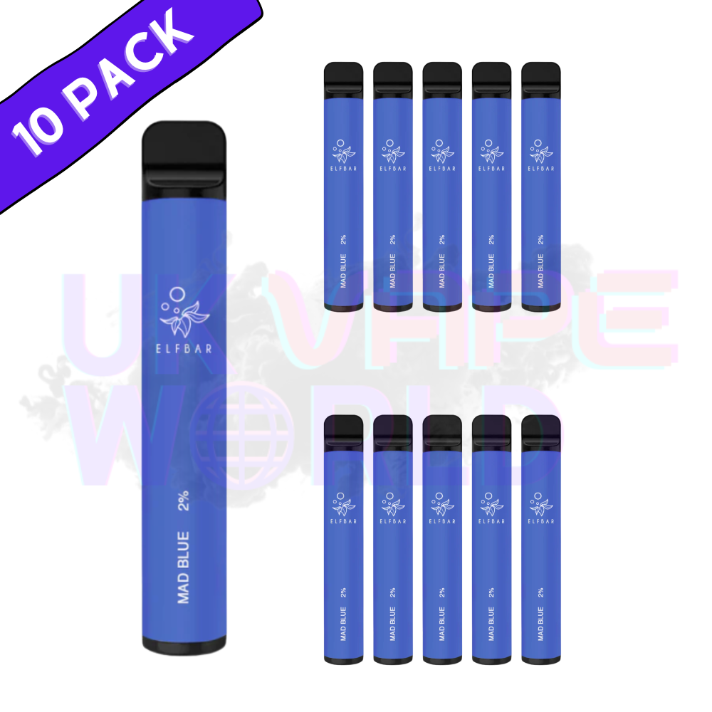 Mad Blue Flavour New Elf Bar Pack Of 10 Disposable Vapes UK - Bulk Order  Mr Blue Elf