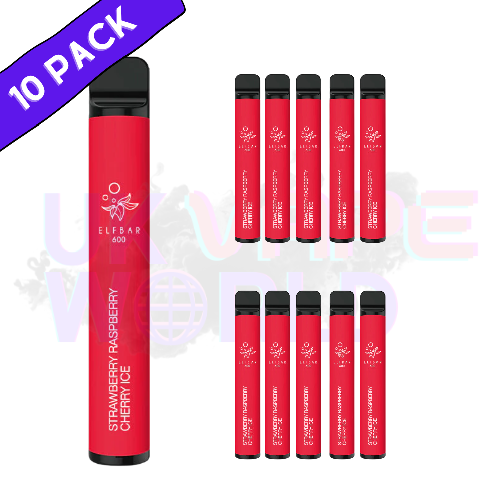 Elf Bar 600puff Strawberry Raspberry Cherry Ice Box of 10
