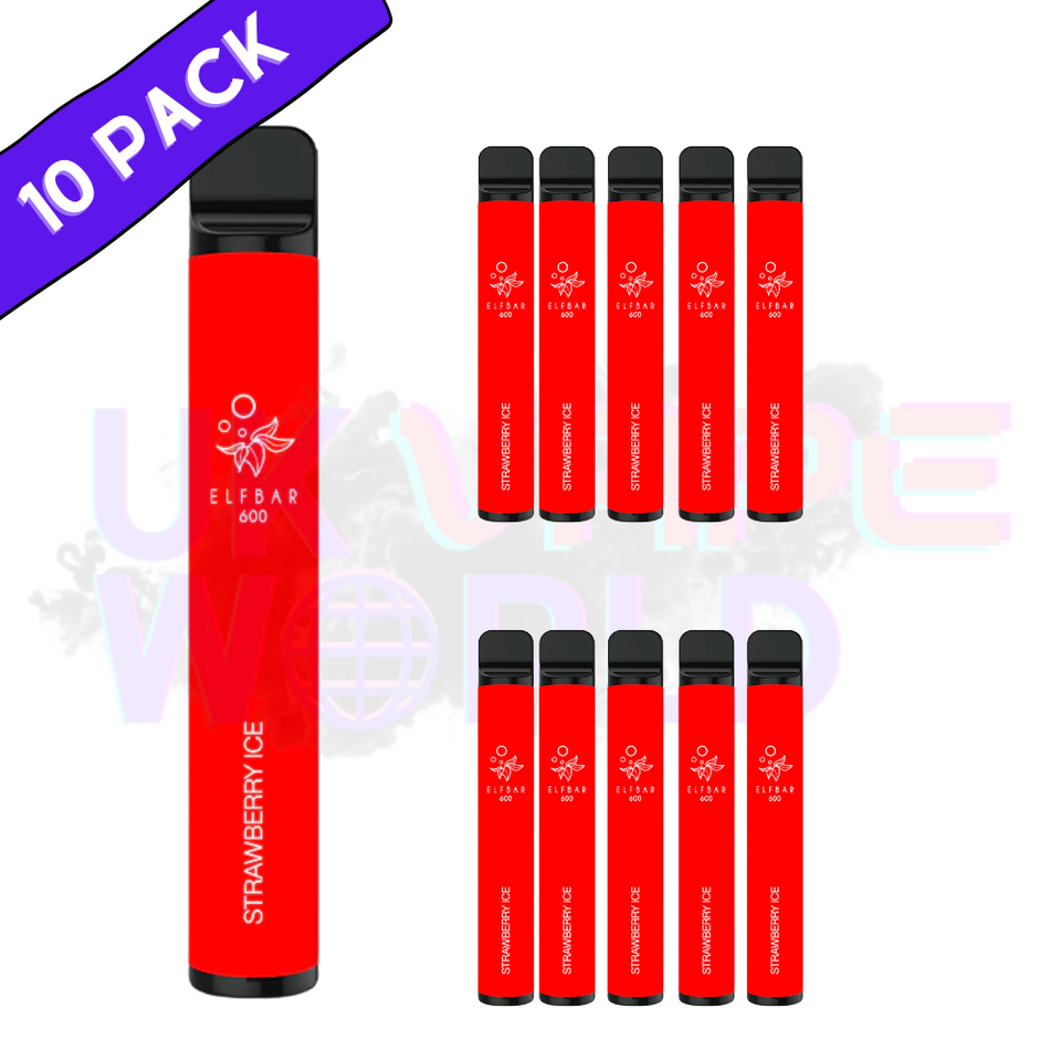 Elf Bar 600puff Strawberry Ice Box of 10 Pack | Cheap Dispoable
