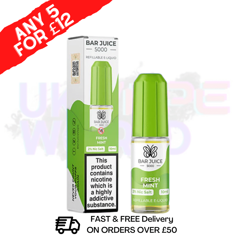 Bar Juice 5000 Nicsalt E-Juice Fresh Mint Flavour Any 5 for £12 - UK Vape World