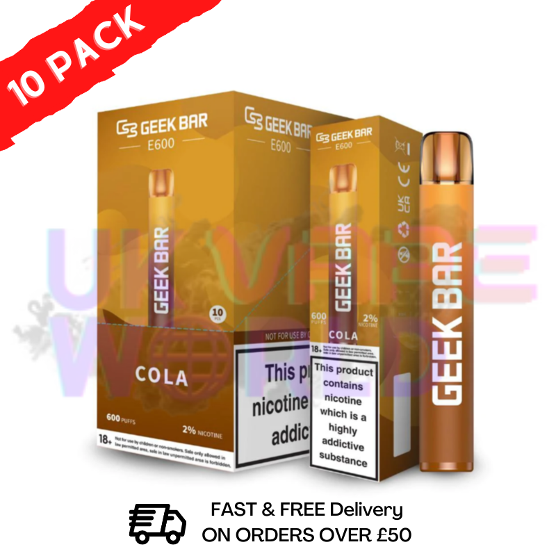 Geek Bar E600 Disposable Vape COLA Pack Of 10 - UK Vape World