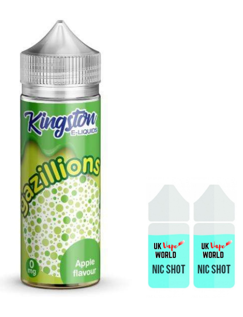 Kingston Gazillions Apple 100ml Shortfill With 2 Nicotine Shots | UK Vape World