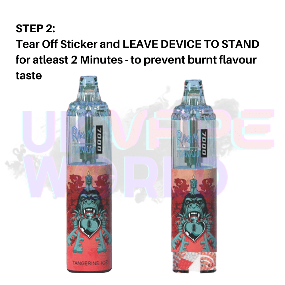 Step 2 - Instructions For Use Sour Apple - Tornado 7000 Puff Bar R and M Pack Of 10 Vape Pen