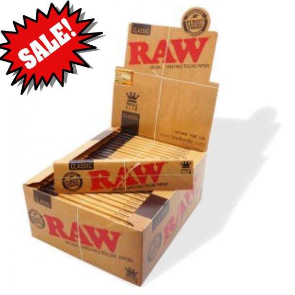 RAW King Size Slim Classic Natural Unrefined Rizla Rolling Papers box ...