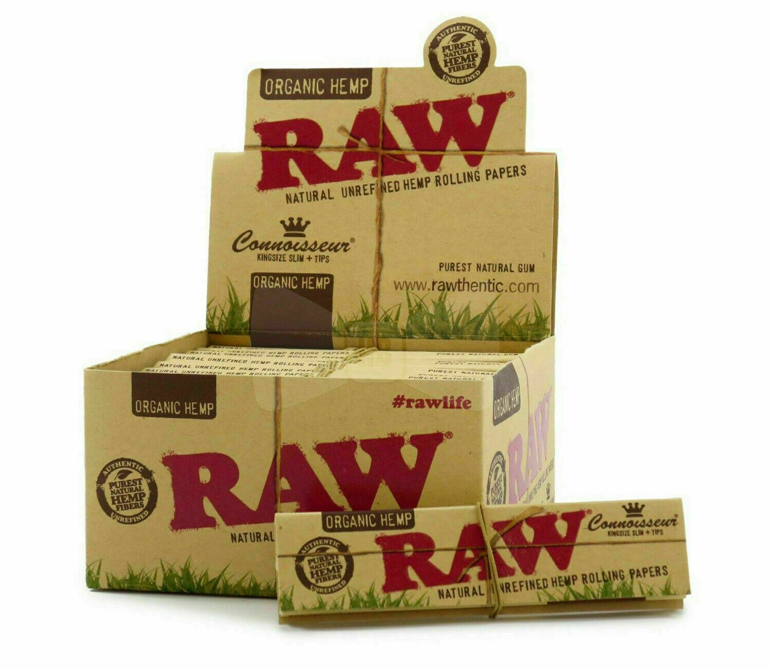 RAW Organic Hemp Connoisseur King Size Slim Rolling Papers 24 Booklets + Tips | UK Vape World