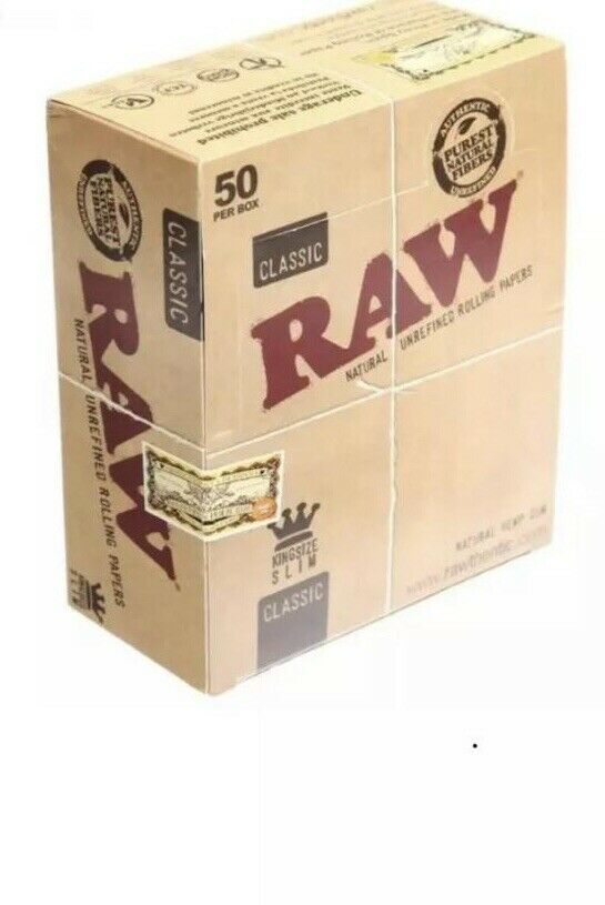 RAW King Size Slim Classic Natural Unrefined Rizla Rolling Papers box ...