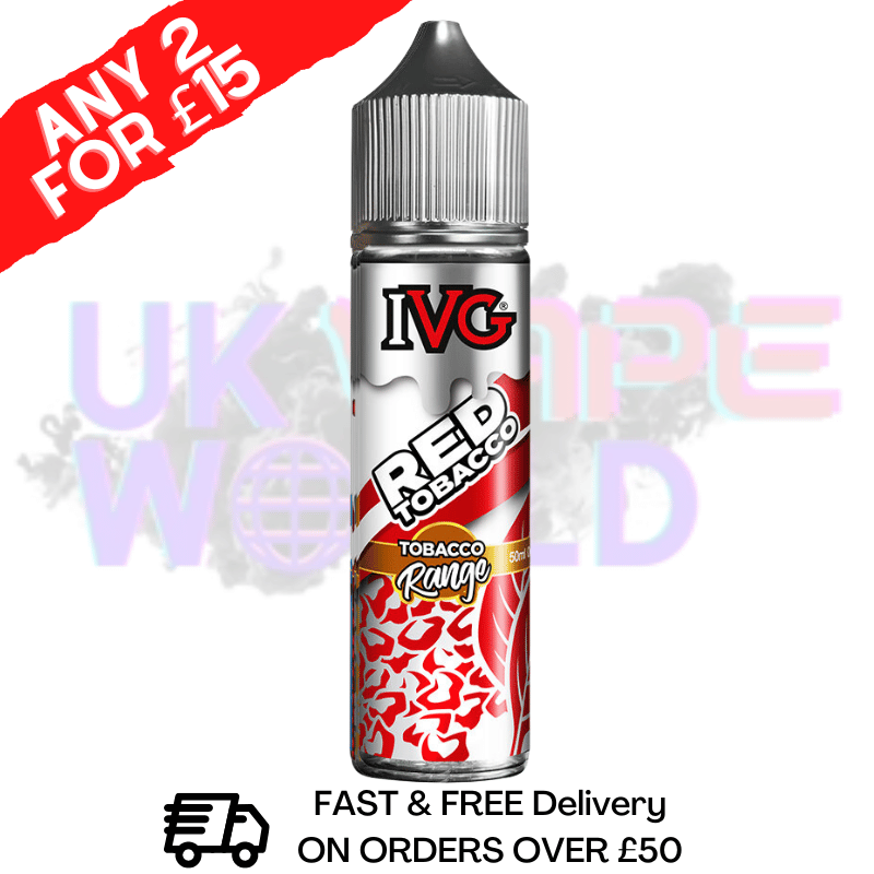 Red IVG Shortfill Juice 50ML Eliquid - Tobacco RANGE - UK Vape World