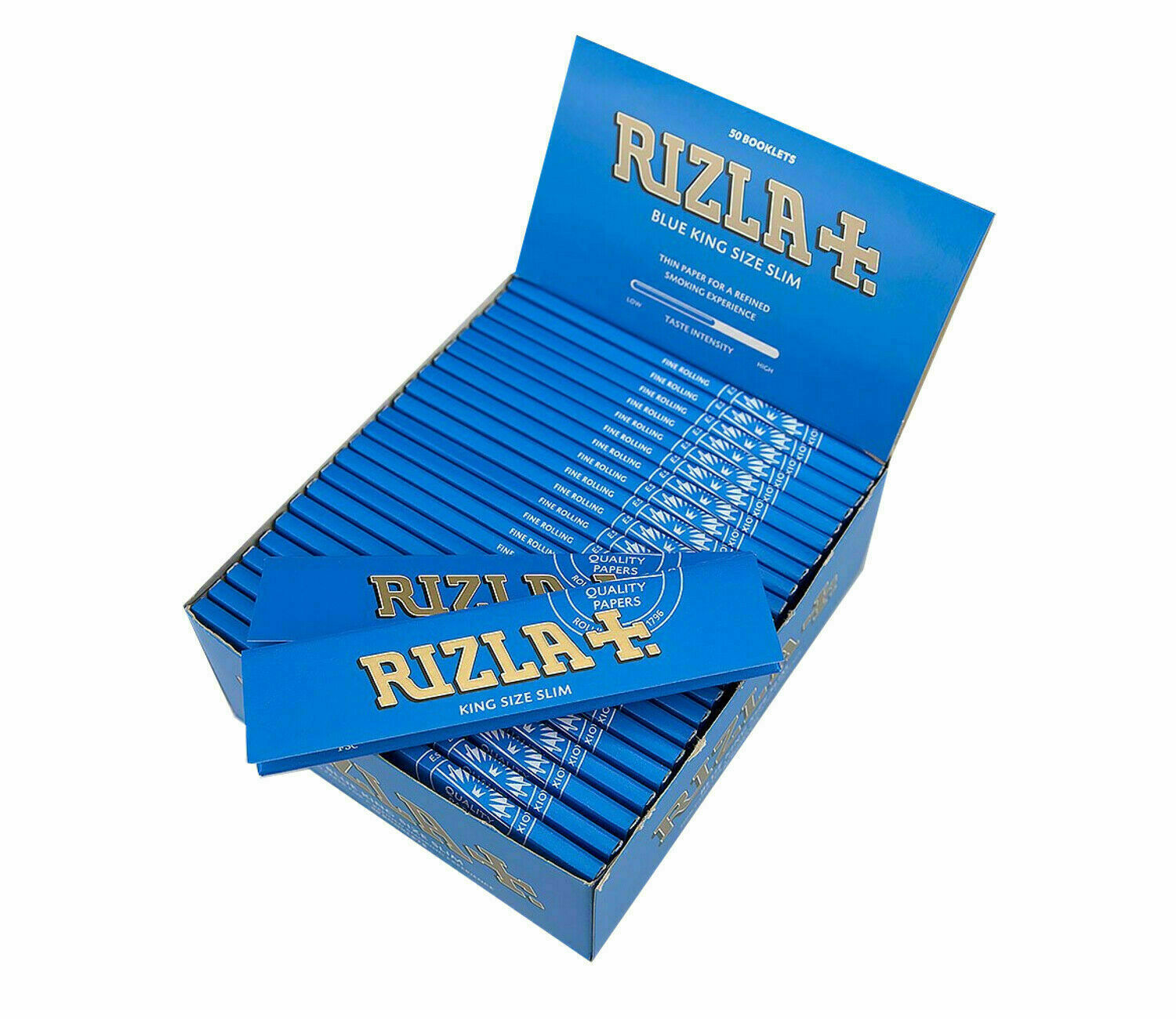 Rizla King Size Blue Slim Rolling Cigarette Papers Full Box 50 Booklets | UK Vape World