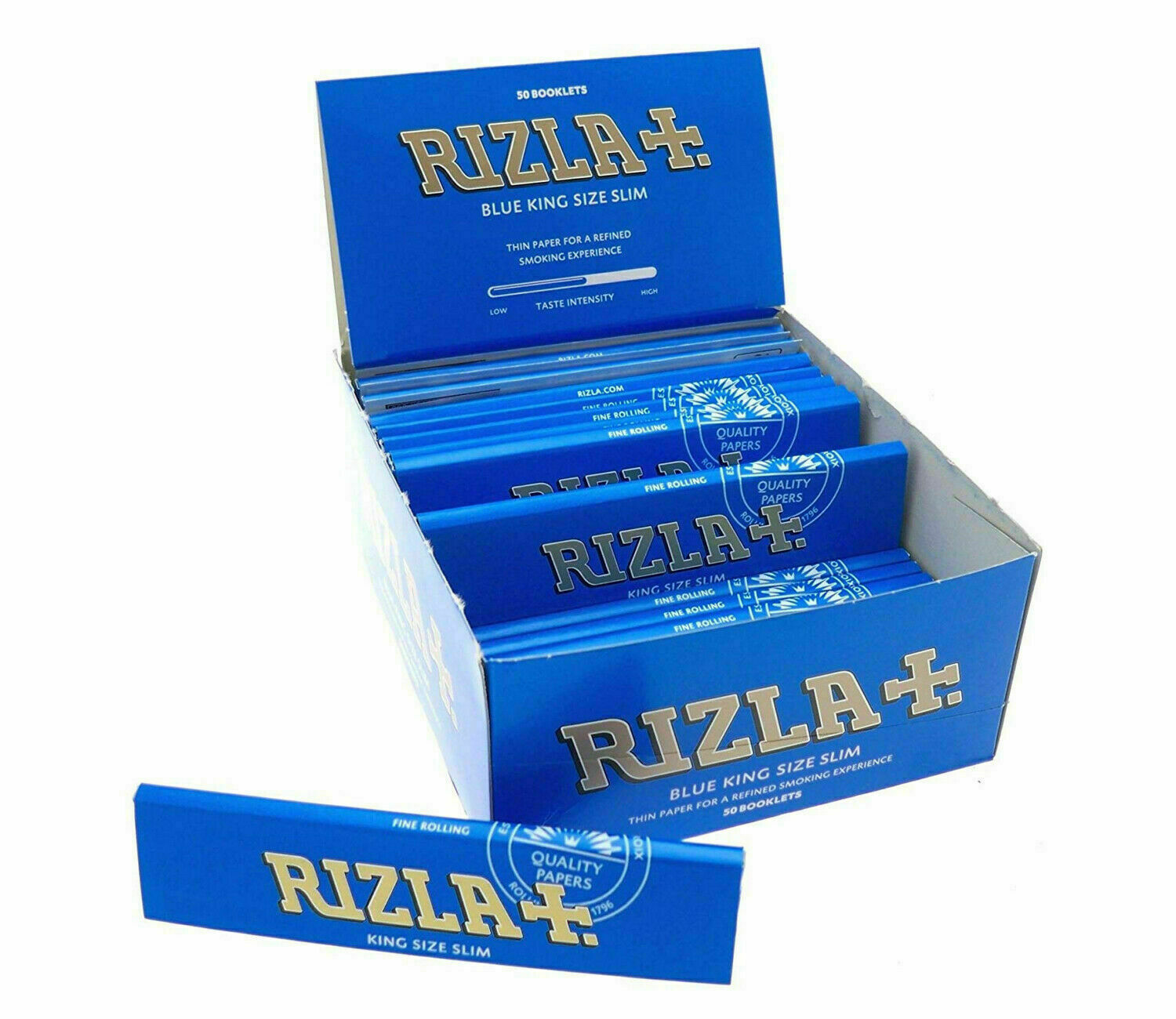 Rizla King Size Blue Slim Rolling Cigarette Papers Full Box 50 Booklets | UK Vape World