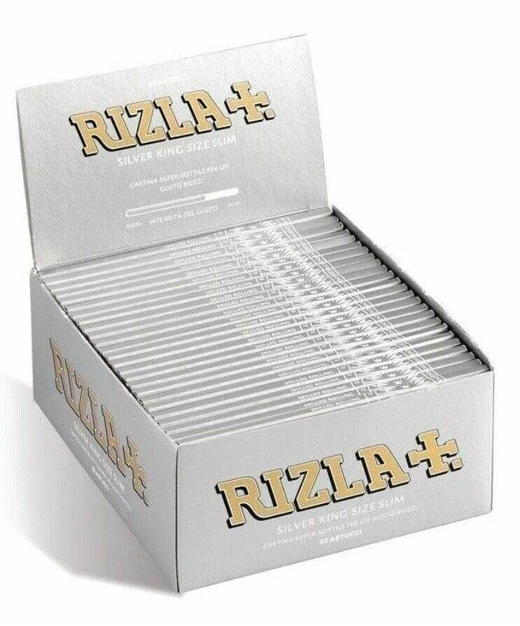Rizla Silver King Size Slim Ultra Thin Rolling Papers Full Box of 50 | UK Vape World