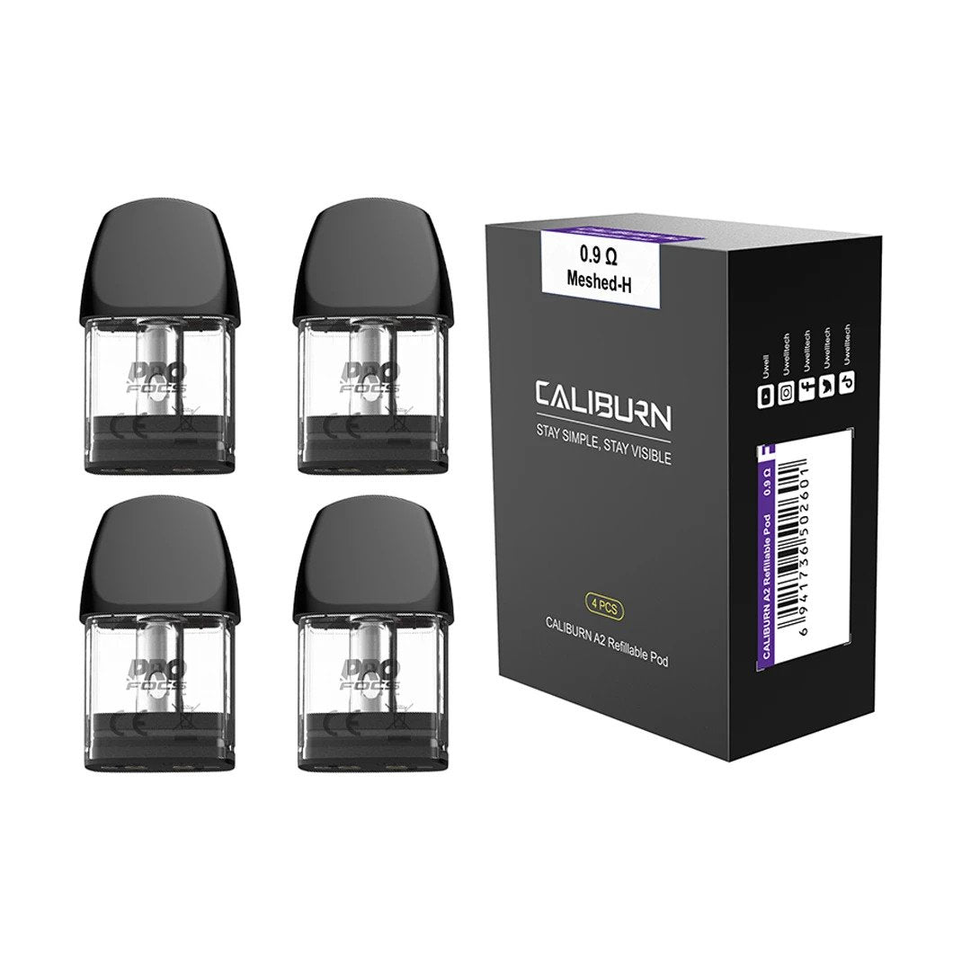The Uwell Caliburn A2 replacement pods can each hold up to 2ml of e-liquid and can be used with the Caliburn A2 vape kit - UK Vape World