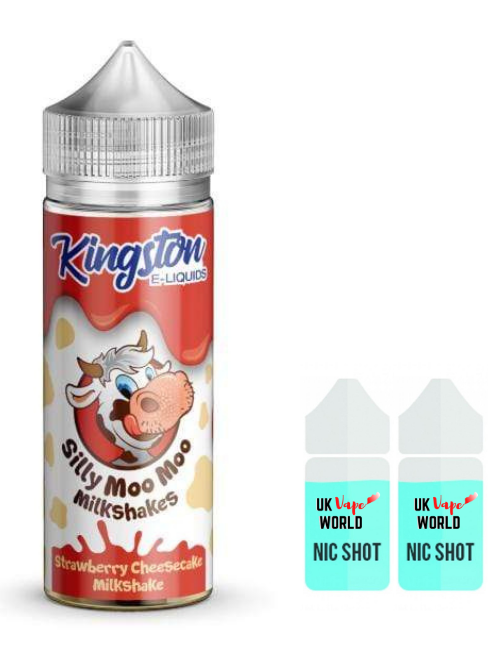 Kingston Silly Moo Moo Milkshakes Strawberry Cheesecake 100ml Shortfill With 2 Nicotine Shots | UK Vape World 