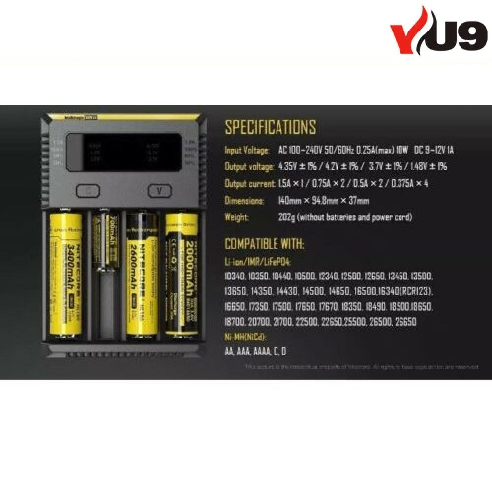 NITECORE I4 INTELLICHARGER 18650 26650 IMR UNIVERSAL BATTERY CHARGER SMOK - UK VAPE WORLD