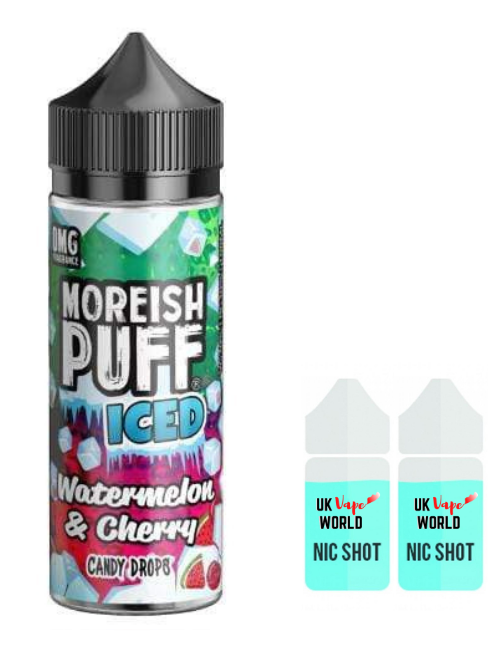 Moreish Puff Iced Watermelon & Cherry 100ml Shortfill £9.99 + 2 FREE Nicotine shots | UK Vape World