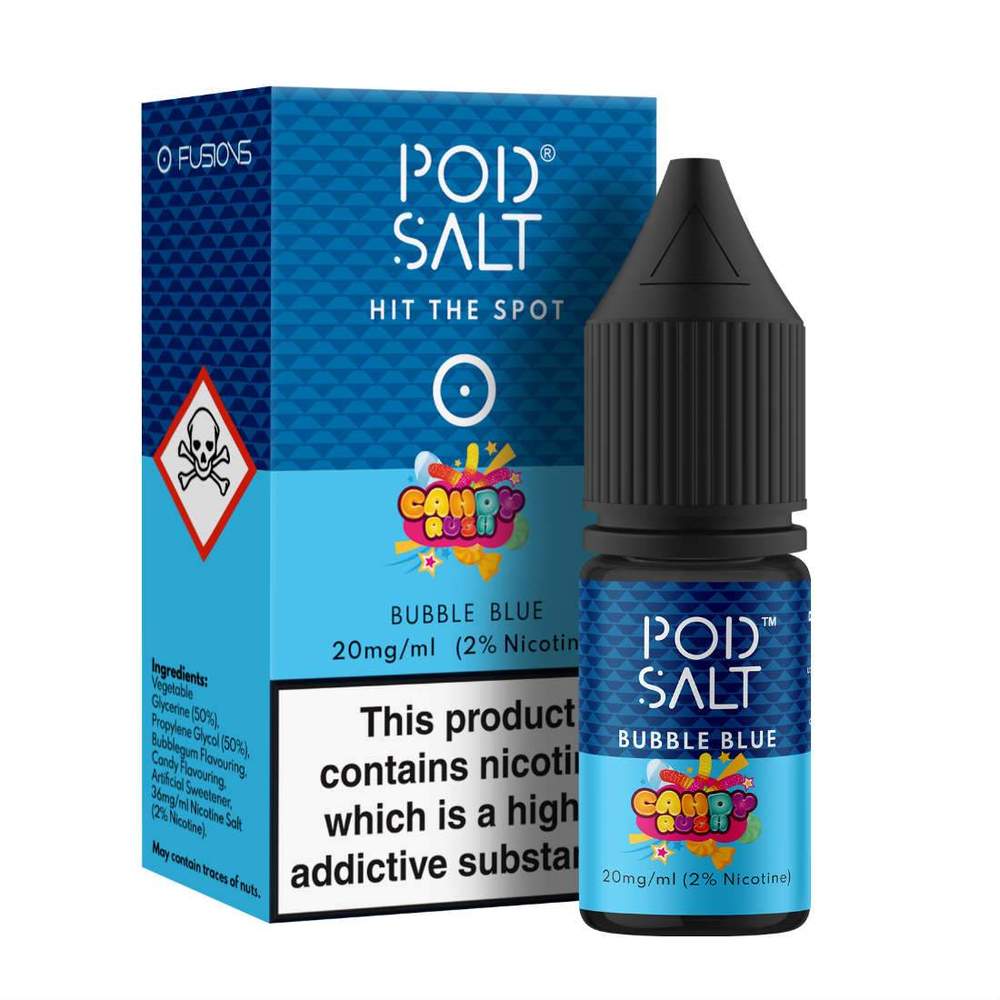 Pod Salt Fusions Candy Rush Bubble Blue Nic Salt ONLY £3.29 | UK Vape World