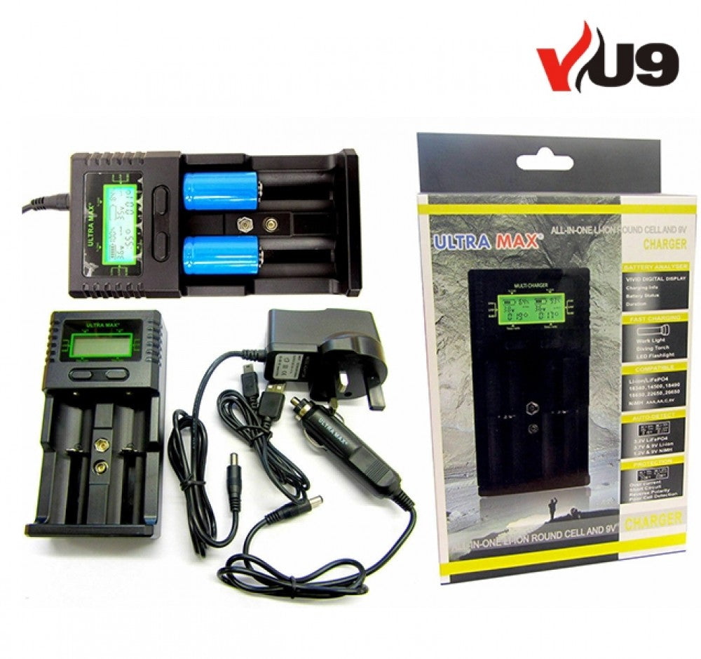 Ultramax UniversaL Battery Charger AA AAA Li-iON LiFePO4 - UK VAPE WORLD